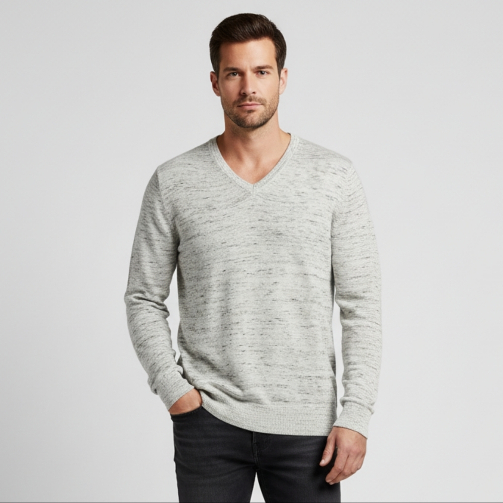 Merona Men's Light Gray V-Neck Pullover Sweatshirt Size Small 🐈